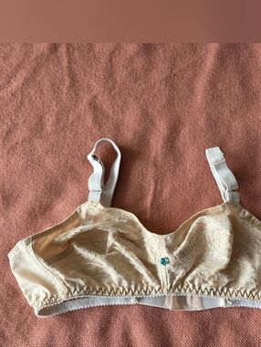 Vintage Beige Lace Trim Wireless Bra - Women's Intimates S/M
